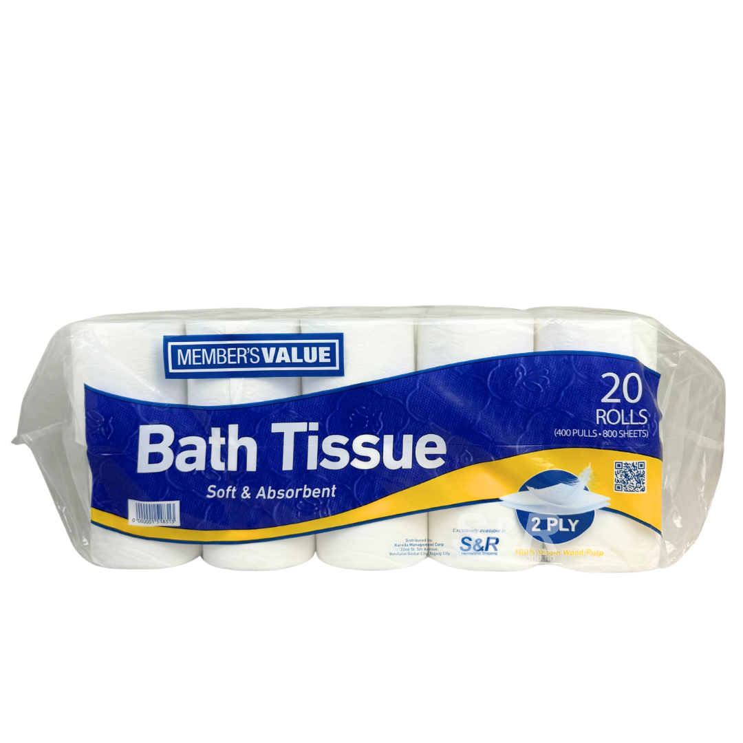 Member's Value 2-Ply Bath Tissue 400 pulls 20 rolls Member's Value 2-Ply Bath Tissue 400 pulls 20 rolls